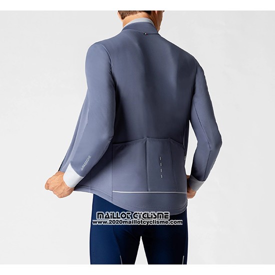 2019 Maillot Ciclismo La Passione Gris Blanc Manches Longues et Cuissard